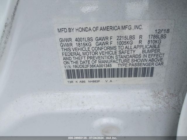 Photo 8 VIN: 19UDE2F36KA001345 - ACURA ILX 