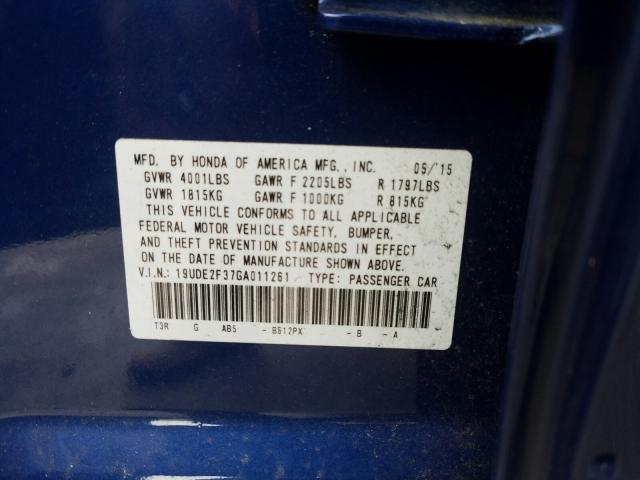 Photo 9 VIN: 19UDE2F37GA011261 - ACURA ILX BASE W 