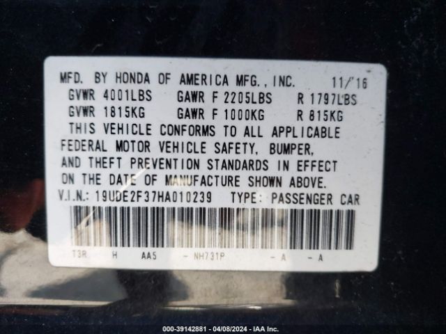 Photo 8 VIN: 19UDE2F37HA010239 - ACURA ILX 