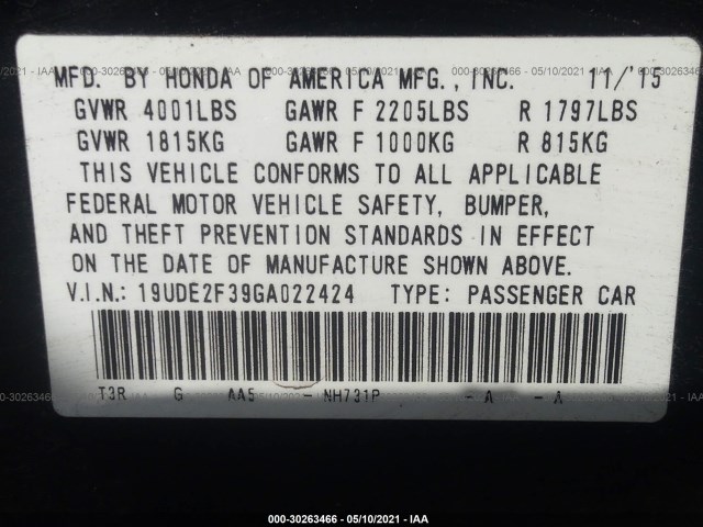 Photo 8 VIN: 19UDE2F39GA022424 - ACURA ILX 