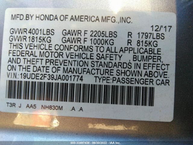 Photo 8 VIN: 19UDE2F39JA001774 - ACURA ILX 