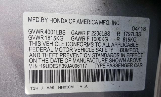 Photo 9 VIN: 19UDE2F39JA006117 - ACURA ILX 