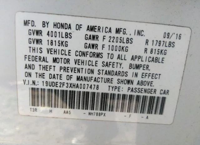 Photo 8 VIN: 19UDE2F3XHA007478 - ACURA ILX 