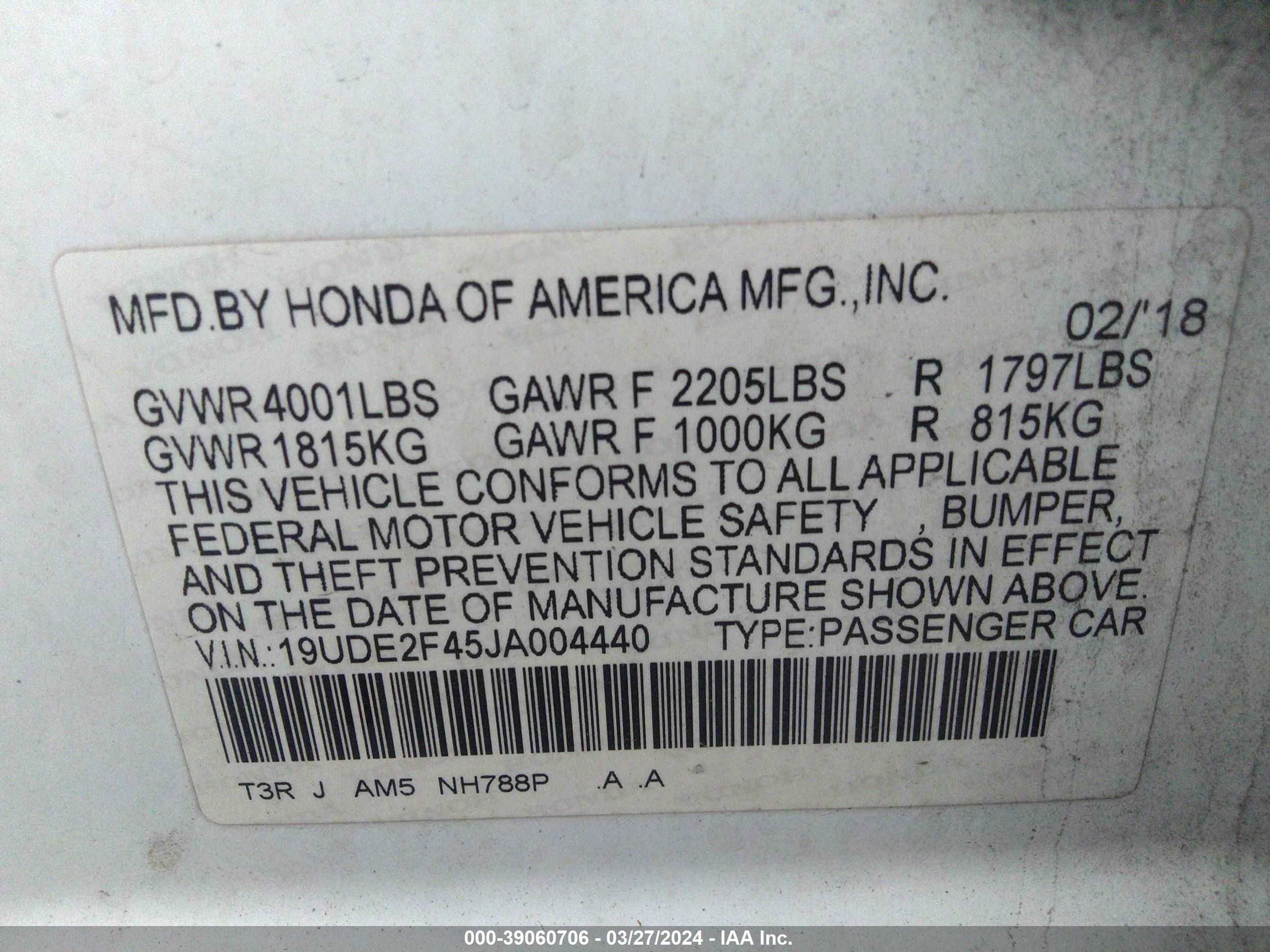 Photo 8 VIN: 19UDE2F45JA004440 - ACURA ILX 