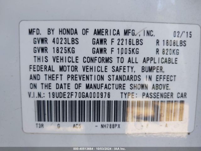 Photo 8 VIN: 19UDE2F70GA000976 - ACURA ILX 