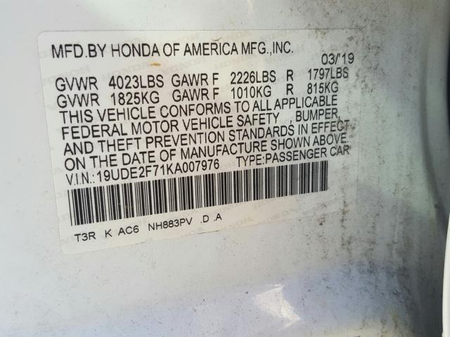 Photo 9 VIN: 19UDE2F71KA007976 - ACURA ILX 