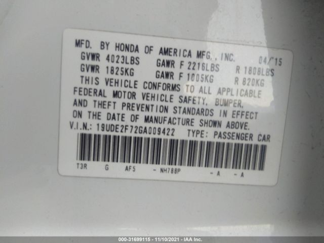 Photo 8 VIN: 19UDE2F72GA009422 - ACURA ILX 