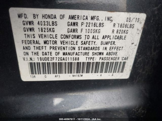 Photo 8 VIN: 19UDE2F72GA011588 - ACURA ILX 