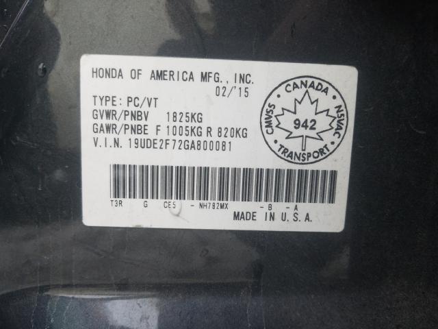 Photo 9 VIN: 19UDE2F72GA800081 - ACURA ILX PREMIU 