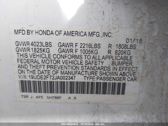 Photo 8 VIN: 19UDE2F72JA002347 - ACURA ILX 