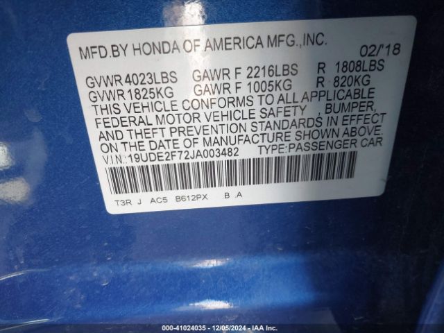 Photo 8 VIN: 19UDE2F72JA003482 - ACURA ILX 