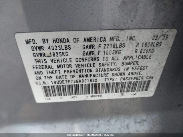 Photo 8 VIN: 19UDE2F73GA001832 - ACURA ILX 