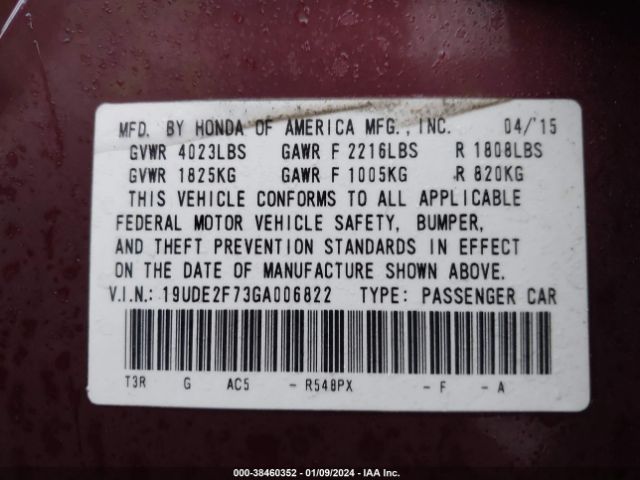 Photo 8 VIN: 19UDE2F73GA006822 - ACURA ILX 