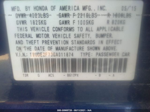 Photo 8 VIN: 19UDE2F73GA011874 - ACURA ILX 