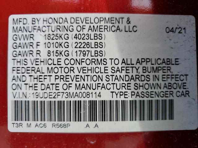 Photo 12 VIN: 19UDE2F73MA008114 - ACURA ILX PREMIU 