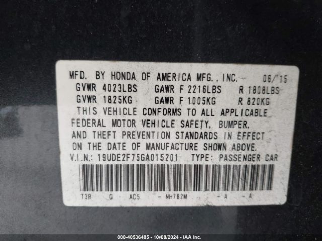 Photo 8 VIN: 19UDE2F75GA015201 - ACURA ILX 