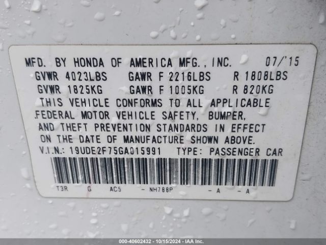 Photo 8 VIN: 19UDE2F75GA015991 - ACURA ILX 