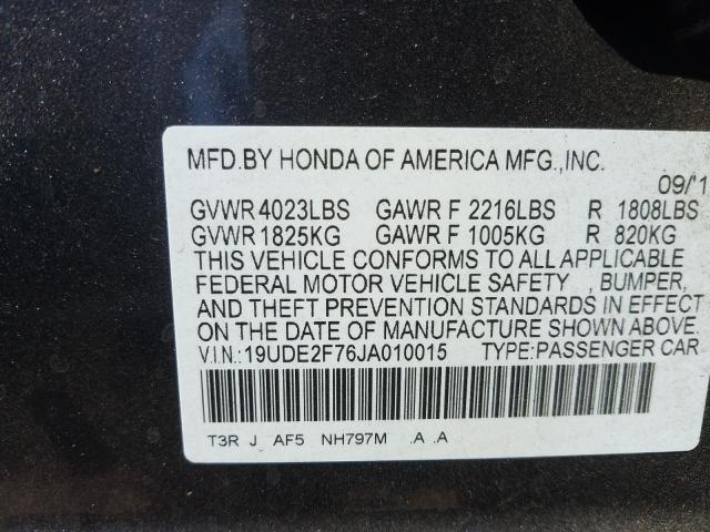 Photo 9 VIN: 19UDE2F76JA010015 - ACURA ILX PREMIU 