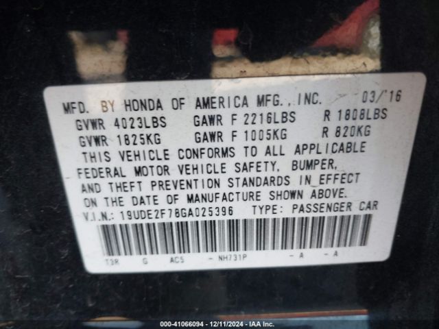 Photo 8 VIN: 19UDE2F78GA025396 - ACURA ILX 