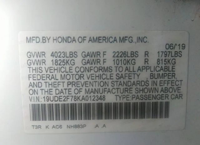 Photo 8 VIN: 19UDE2F78KA012348 - ACURA ILX 