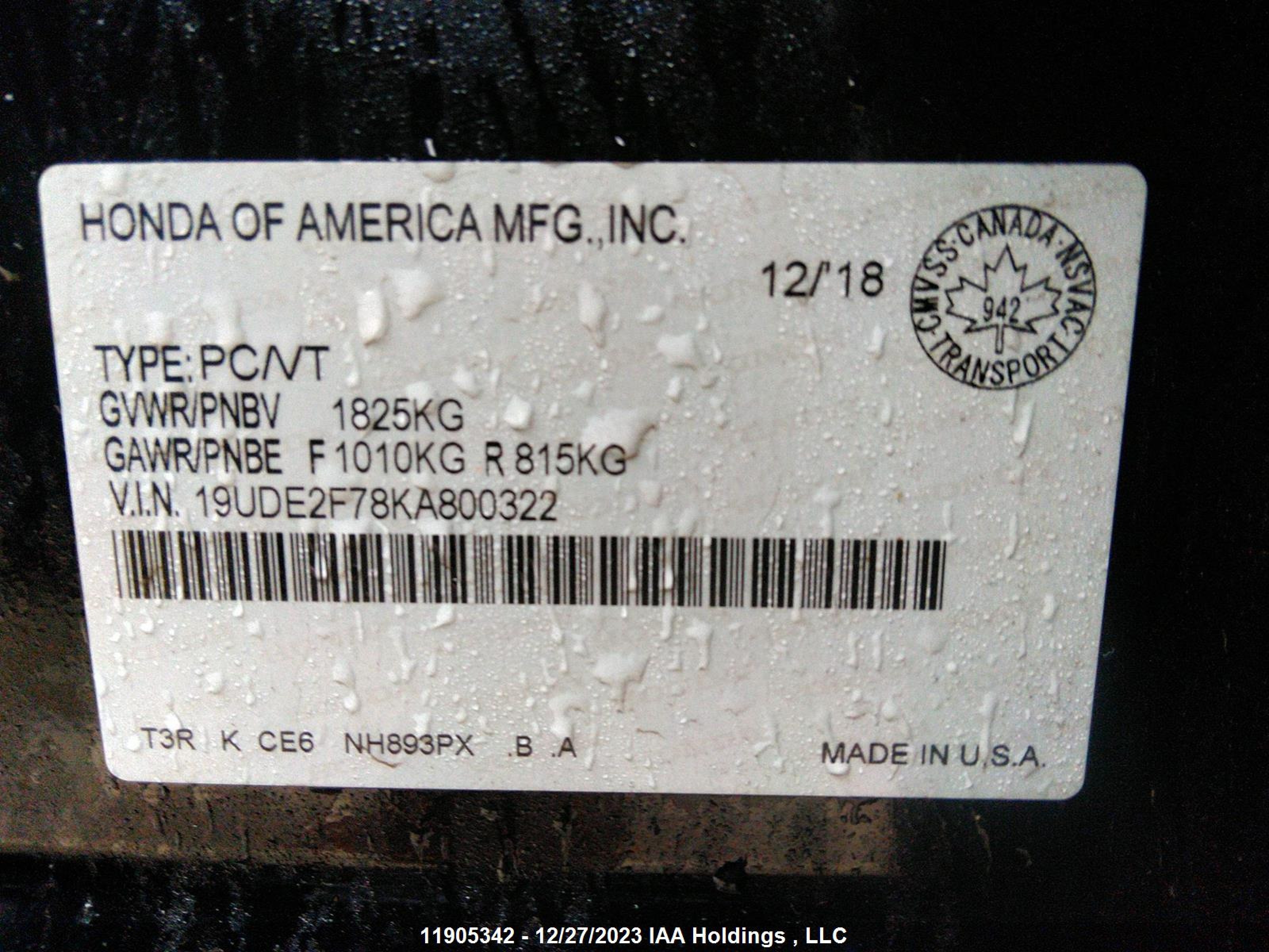 Photo 8 VIN: 19UDE2F78KA800322 - ACURA ILX 