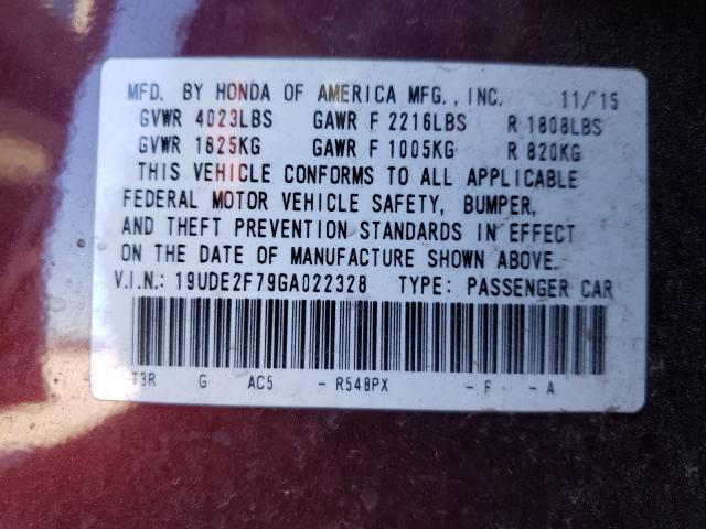 Photo 9 VIN: 19UDE2F79GA022328 - ACURA ILX PREMIU 