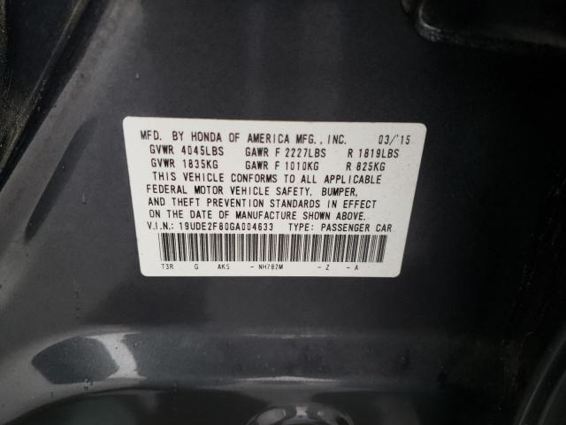 Photo 11 VIN: 19UDE2F80GA004633 - ACURA ILX PREMIU 