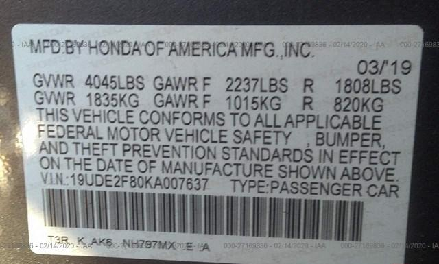 Photo 8 VIN: 19UDE2F80KA007637 - ACURA ILX 