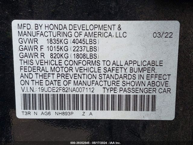 Photo 8 VIN: 19UDE2F82NA007112 - ACURA ILX 