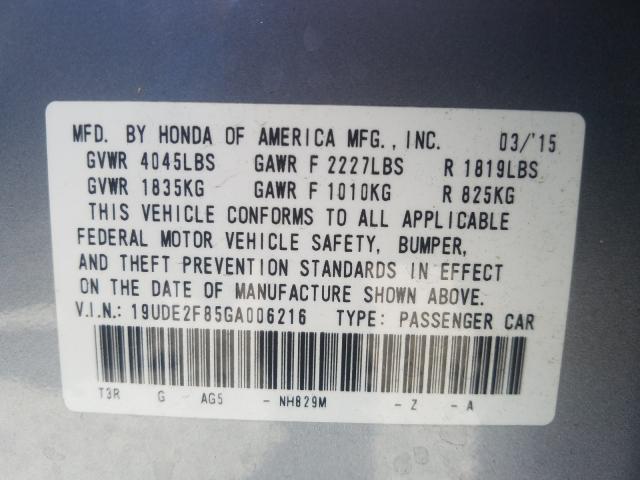 Photo 9 VIN: 19UDE2F85GA006216 - ACURA ILX PREMIU 