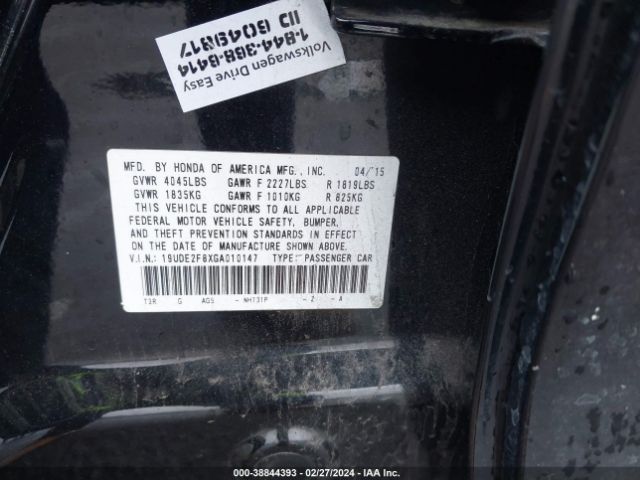 Photo 8 VIN: 19UDE2F8XGA010147 - ACURA ILX 