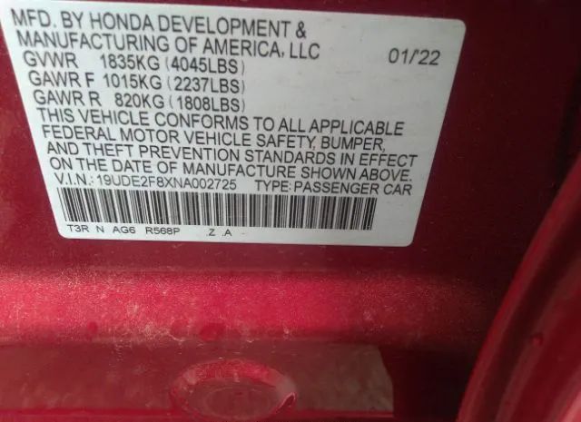 Photo 8 VIN: 19UDE2F8XNA002725 - ACURA ILX 