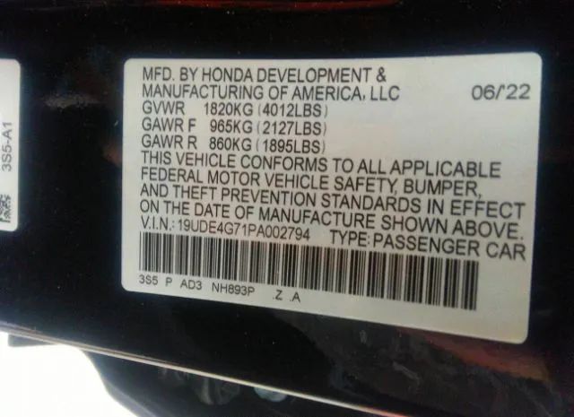 Photo 8 VIN: 19UDE4G71PA002794 - ACURA INTEGRA 