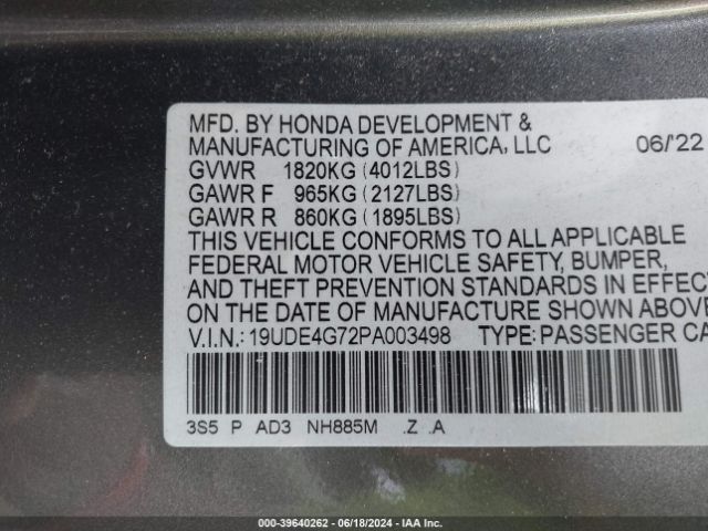 Photo 8 VIN: 19UDE4G72PA003498 - ACURA INTEGRA 