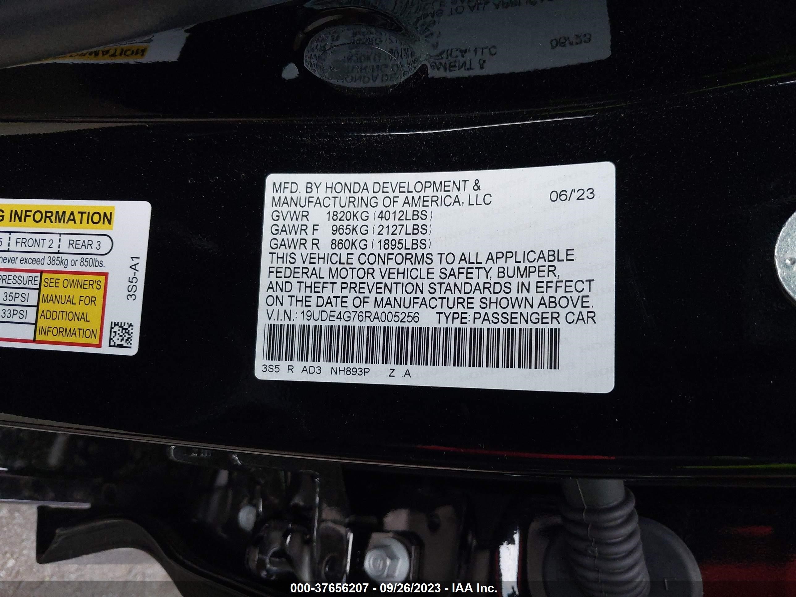 Photo 8 VIN: 19UDE4G76RA005256 - ACURA INTEGRA 