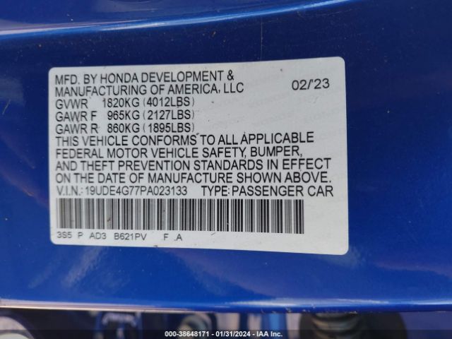 Photo 8 VIN: 19UDE4G77PA023133 - ACURA INTEGRA 