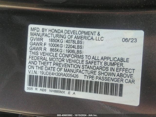 Photo 8 VIN: 19UDE4H30RA005426 - ACURA INTEGRA 