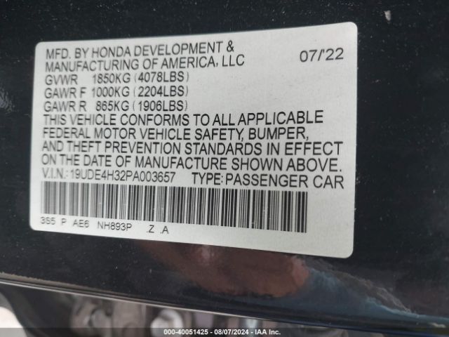 Photo 8 VIN: 19UDE4H32PA003657 - ACURA INTEGRA 