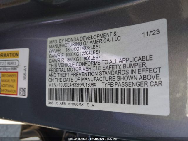 Photo 8 VIN: 19UDE4H33RA018980 - ACURA INTEGRA 