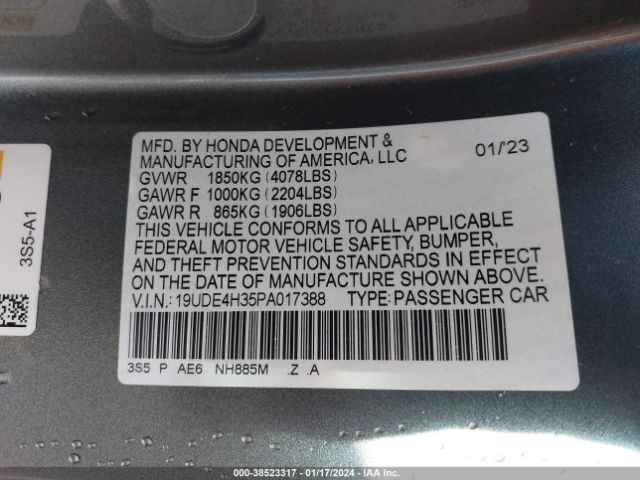 Photo 8 VIN: 19UDE4H35PA017388 - ACURA INTEGRA 