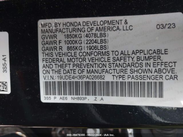 Photo 8 VIN: 19UDE4H36PA026682 - ACURA INTEGRA 