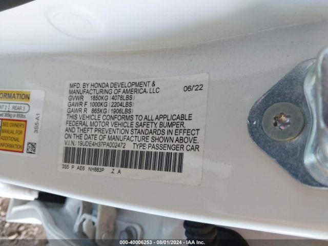 Photo 8 VIN: 19UDE4H37PA002472 - ACURA INTEGRA 