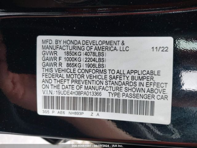 Photo 8 VIN: 19UDE4H38PA013366 - ACURA INTEGRA 