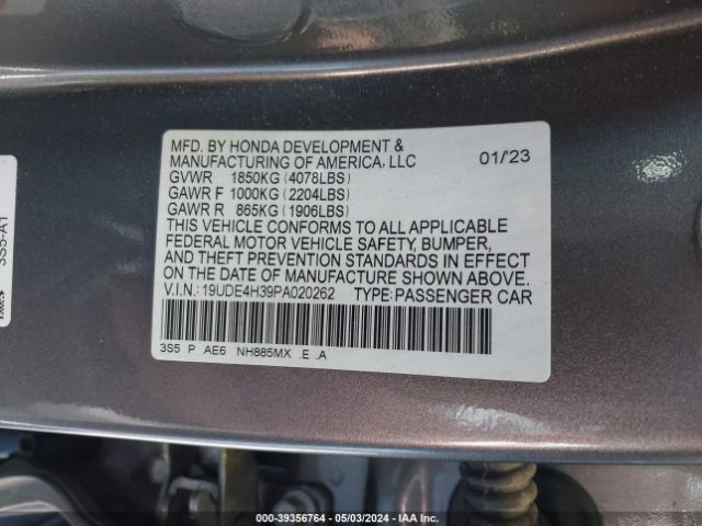 Photo 8 VIN: 19UDE4H39PA020262 - ACURA INTEGRA 