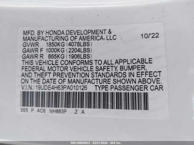 Photo 8 VIN: 19UDE4H63PA010126 - ACURA INTEGRA 