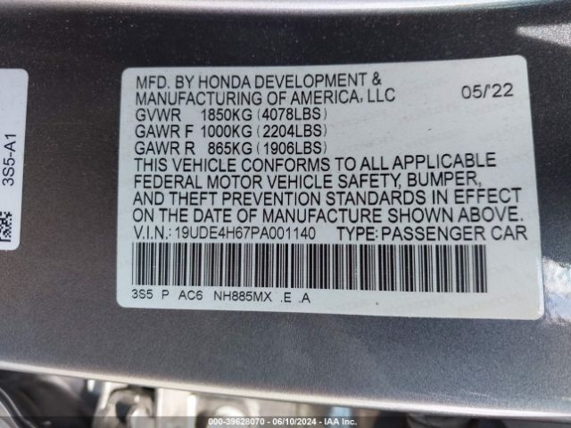 Photo 8 VIN: 19UDE4H67PA001140 - ACURA INTEGRA 