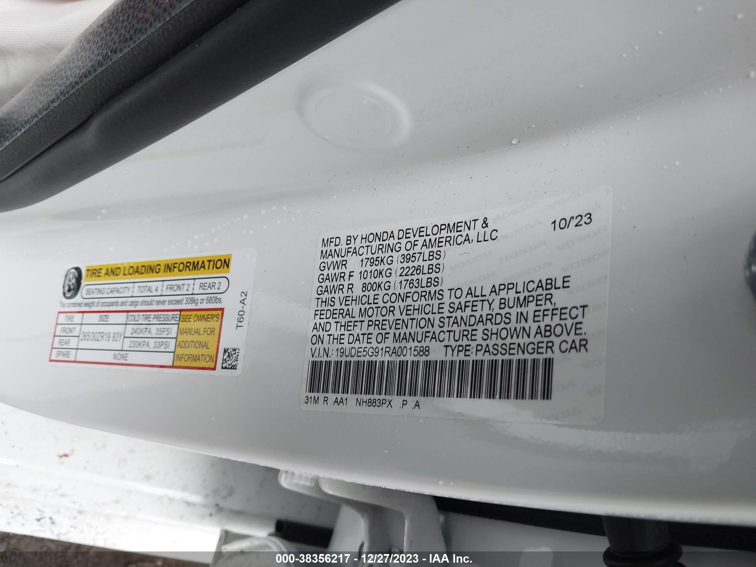 Photo 8 VIN: 19UDE5G91RA001588 - ACURA INTEGRA 