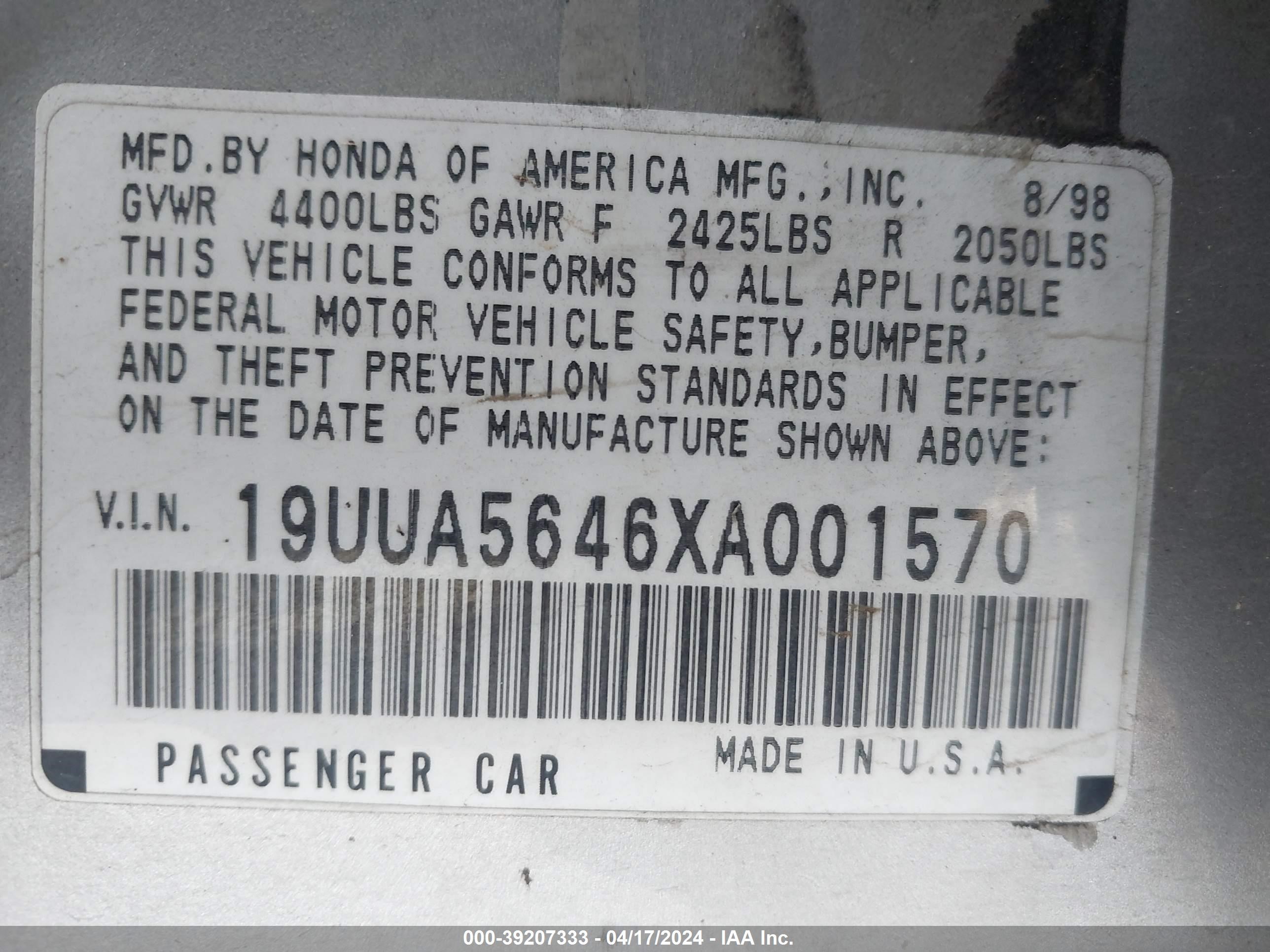 Photo 8 VIN: 19UUA5646XA001570 - ACURA TL 