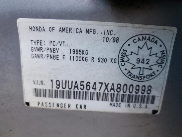 Photo 12 VIN: 19UUA5647XA800998 - ACURA TL 