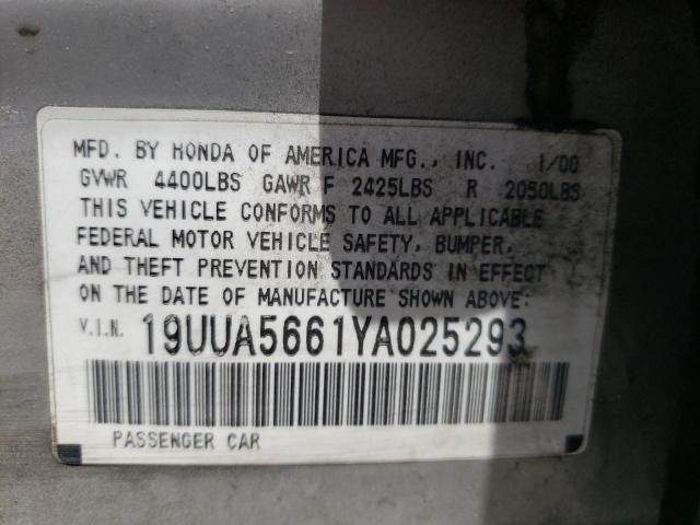 Photo 9 VIN: 19UUA5661YA025293 - ACURA 3.2TL 